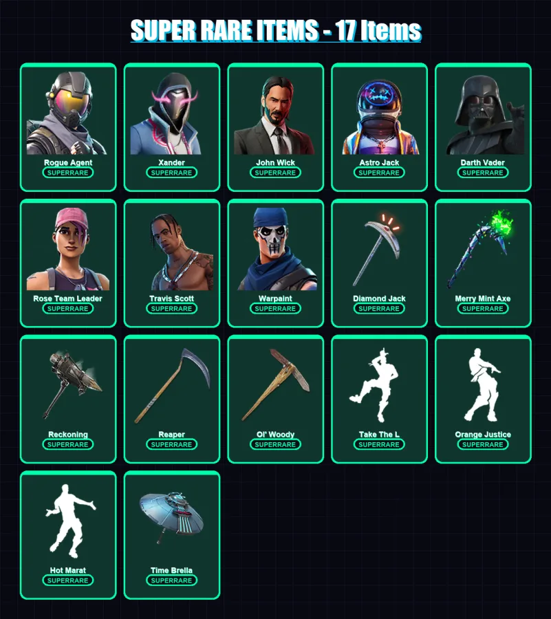 [PC] | Rogue Agent | Xander | John Wick | Astro Jack | Darth Vader | 487 skin | 441 pickaxe | 416 emote | 303 glider | Lv3811