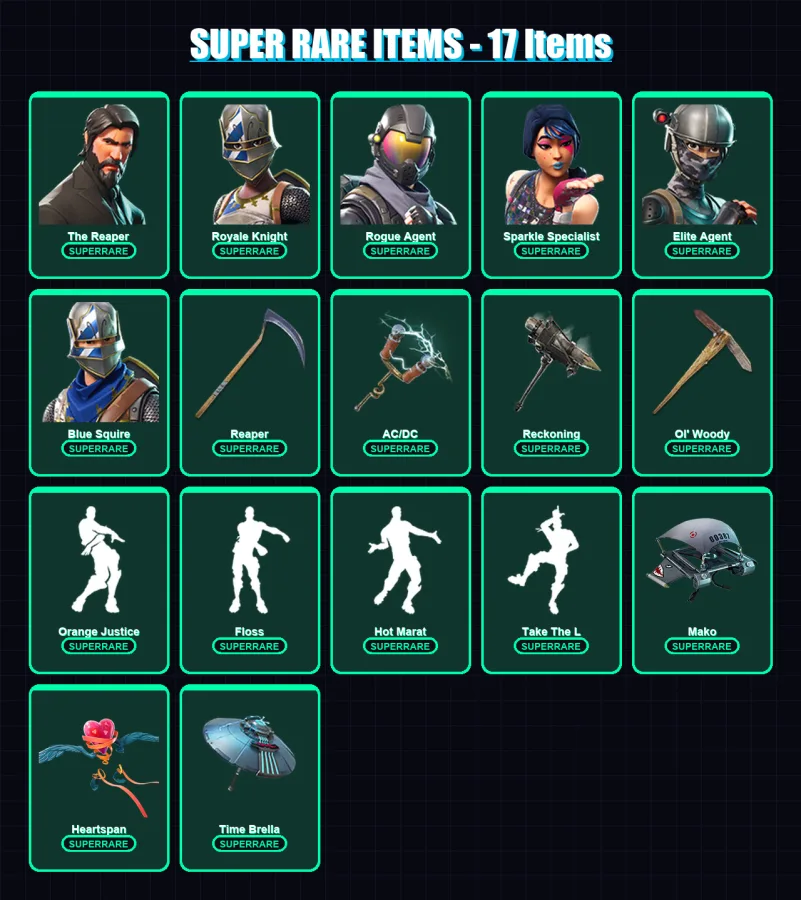 [PC/XBOX] | The Reaper | Royale Knight | Rogue Agent | Sparkle Specialist | Elite Agent | 125 skin | 154 pickaxe | 130 emote | 148 glider | Lv2527