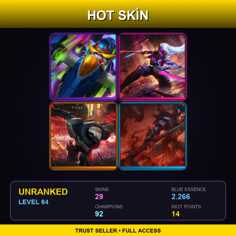 EUNE | Lv64 | Unranked | 29 Skin | 92 Champ