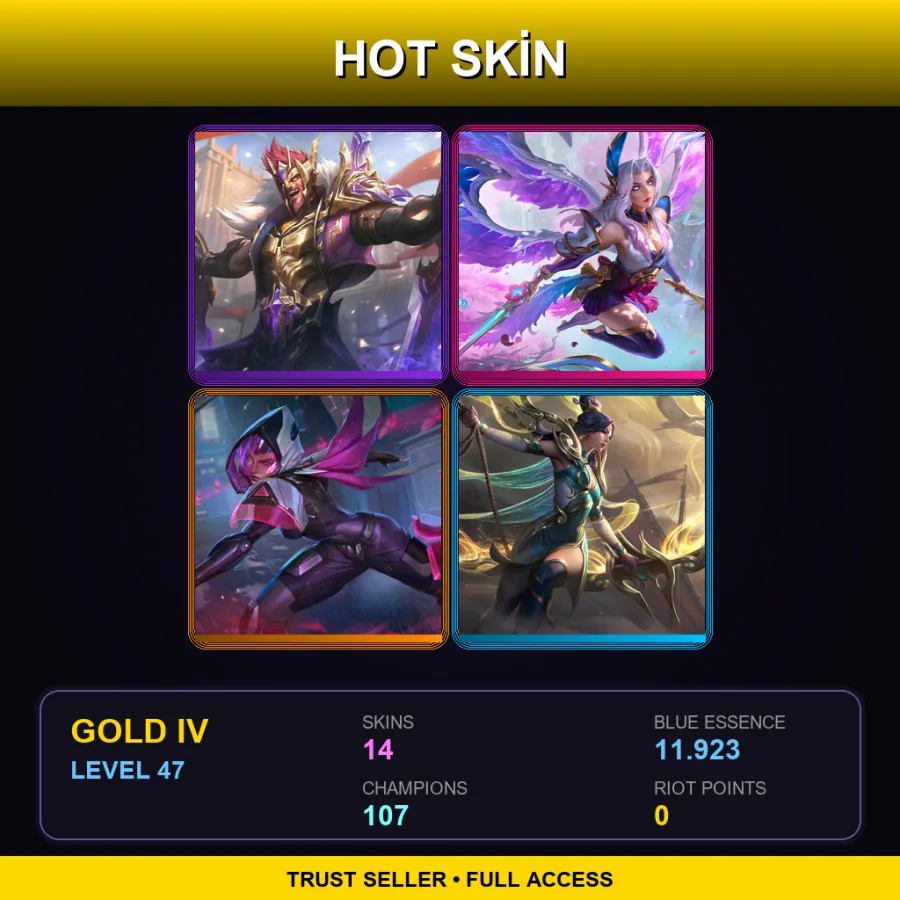 EUNE | Victorious Draven | Spirit Blossom Kayle | PROJECT: Irelia | Lunar Empress Ashe | 14 Skin | 107 Champ | Gold IV | Lv47