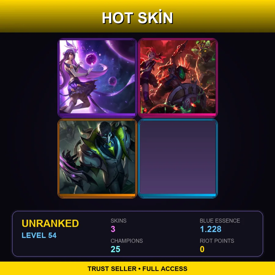 OCE | Lv54 | Unranked | 3 Skin | 25 Champ