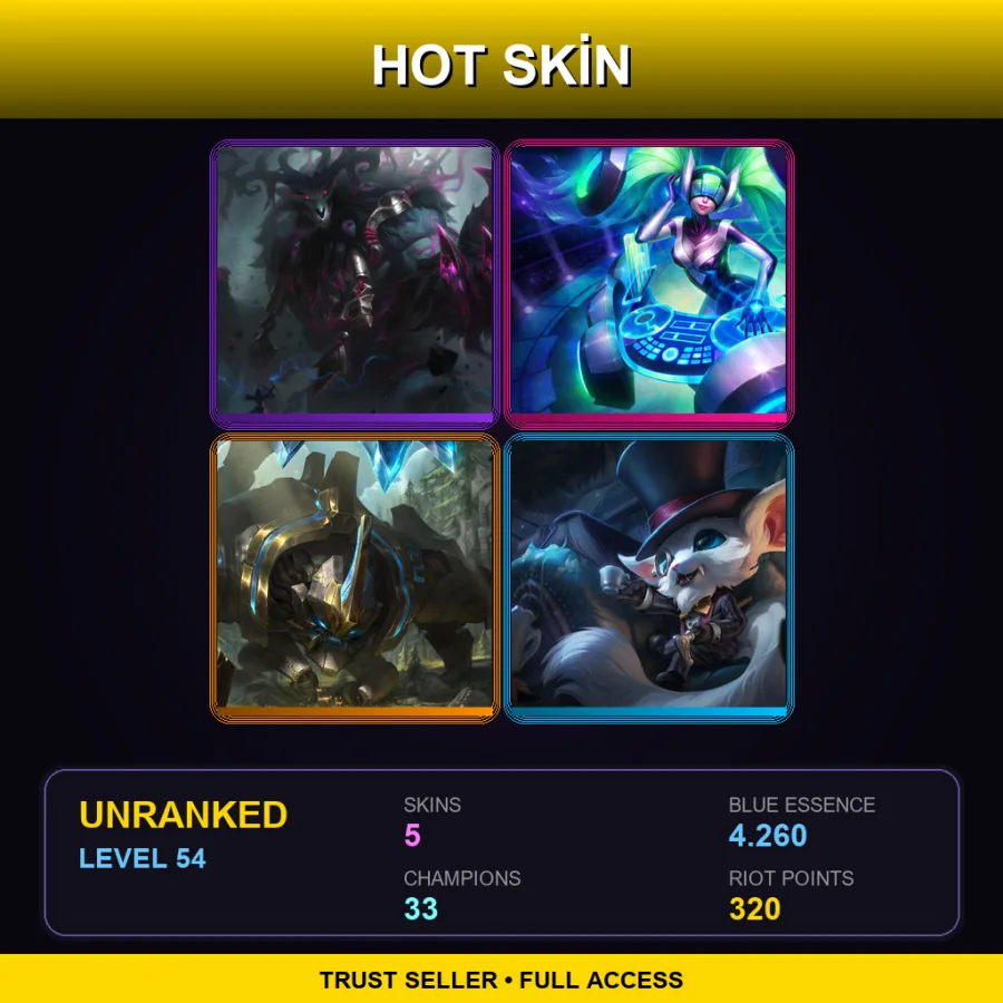 TR | Lv54 | Unranked | 5 Skin | 33 Champ — LoL account