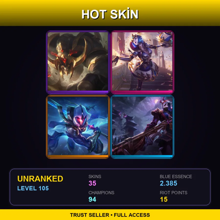 EUNE | Lv105 | Unranked | 35 Skin | 94 Champ — Unranked / Smurf League of Legends