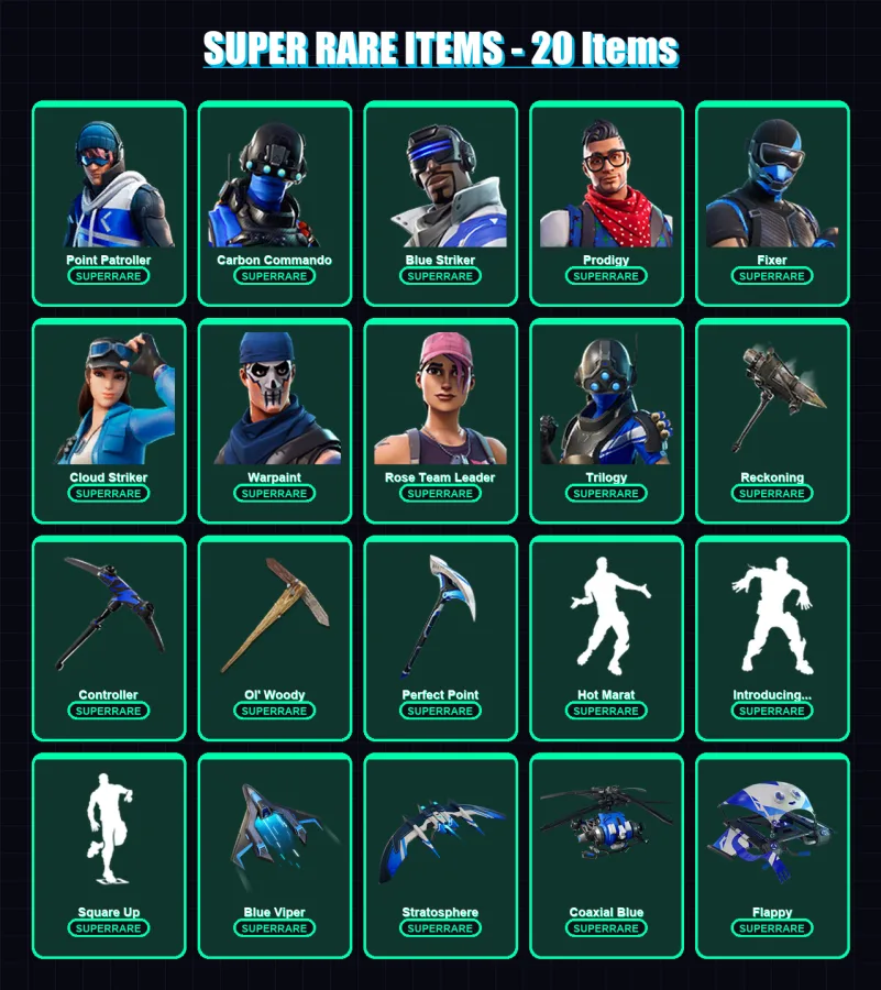 [PC/XBOX/PSN] | Point Patroller | Carbon Commando | Blue Striker | Prodigy | Fixer | 138 skin | 154 pickaxe | 143 emote | 141 glider | Lv2063 — Fortnite account