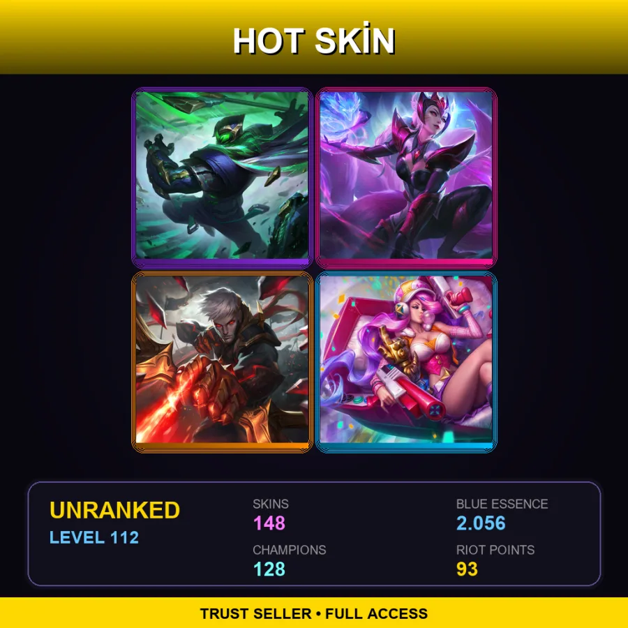 EUW | Lv112 | Unranked | 148 Skin | 128 Champ