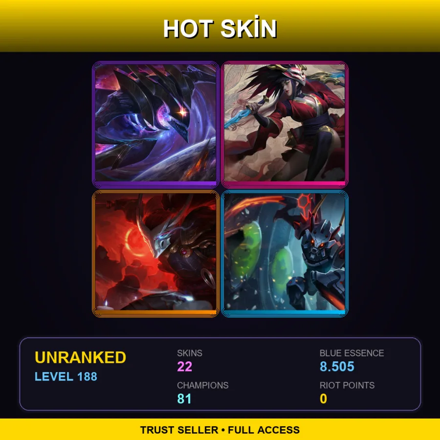 LAS | Lv188 | Unranked | 22 Skin | 81 Champ — LoL account