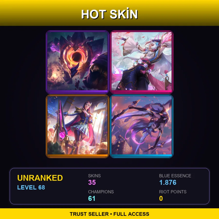 EUNE | Lv68 | Unranked | 35 Skin | 61 Champ