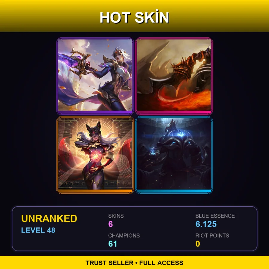 LAS | Lv48 | Unranked | 6 Skin | 61 Champ — LoL account