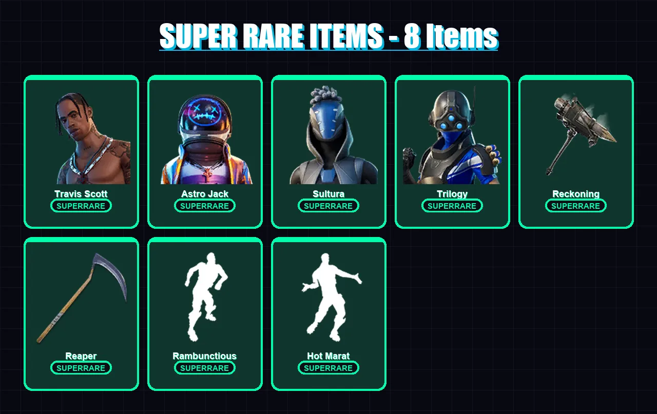 [PS4/PS5/XBOX/PC] | Travis Scott | Astro Jack | Sultura | Trilogy | Joey | 184 skin | 196 pickaxe | 185 emote | 154 glider | Lv2645