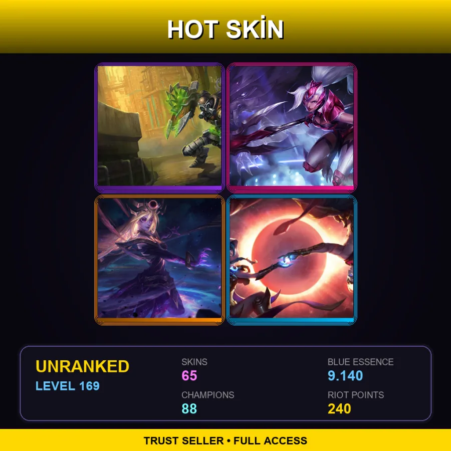 EUW | Lv169 | Unranked | 65 Skin | 88 Champ