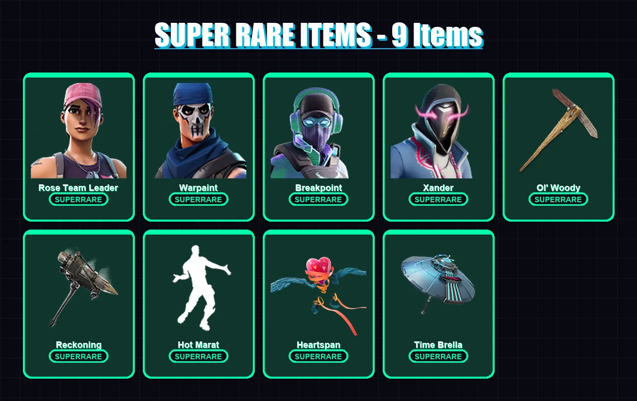 [PC/XBOX/PSN] | Rose Team Leader | Warpaint | Breakpoint | Xander | Spectra Knight | 107 skin | 107 pickaxe | 127 emote | 110 glider | Lv1490