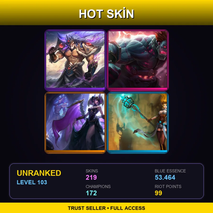 LAS | Lv103 | Unranked | 219 Skin | 172 Champ