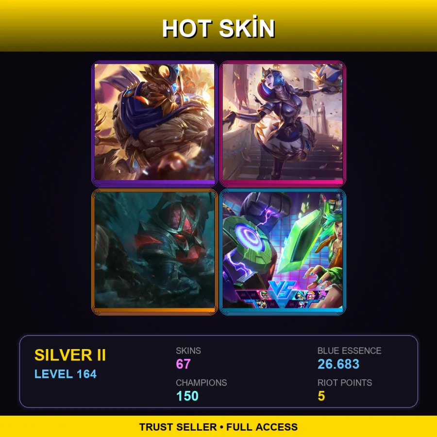 EUW | Lv164 | Silver II | 67 Skin | 150 Champ