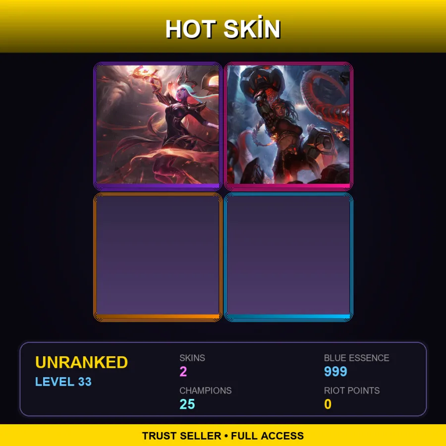 LAN | Lv33 | Unranked | 2 Skin | 25 Champ — LoL account