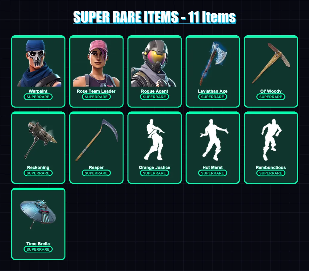 [PC/XBOX/PSN] | Warpaint | Rose Team Leader | Rogue Agent | Snap | Sentinel | 195 skin | 225 pickaxe | 194 emote | 183 glider | Lv2259