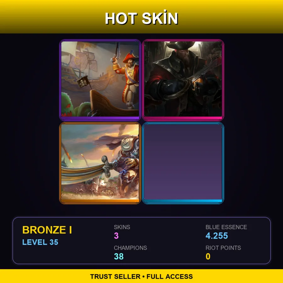 EUNE | Lv35 | Bronze I | 3 Skin | 38 Champ — LoL account