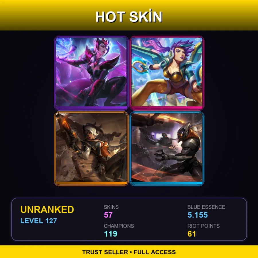 EUW | Lv127 | Unranked | 57 Skin | 119 Champ — Dawnbringer Vayne