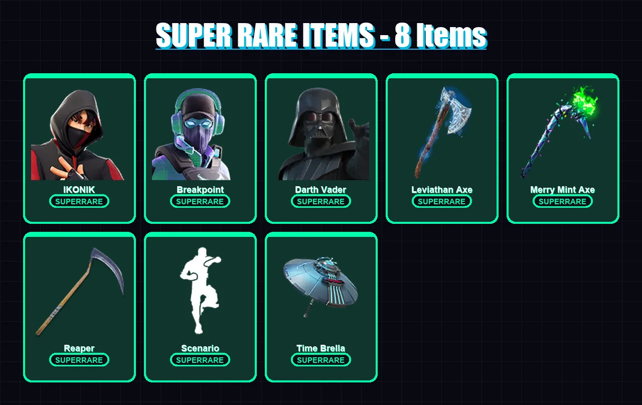 [PC] | IKONIK | Breakpoint | Darth Vader | The Scientist | Raz | 319 skin | 342 pickaxe | 285 emote | 257 glider | Lv3696