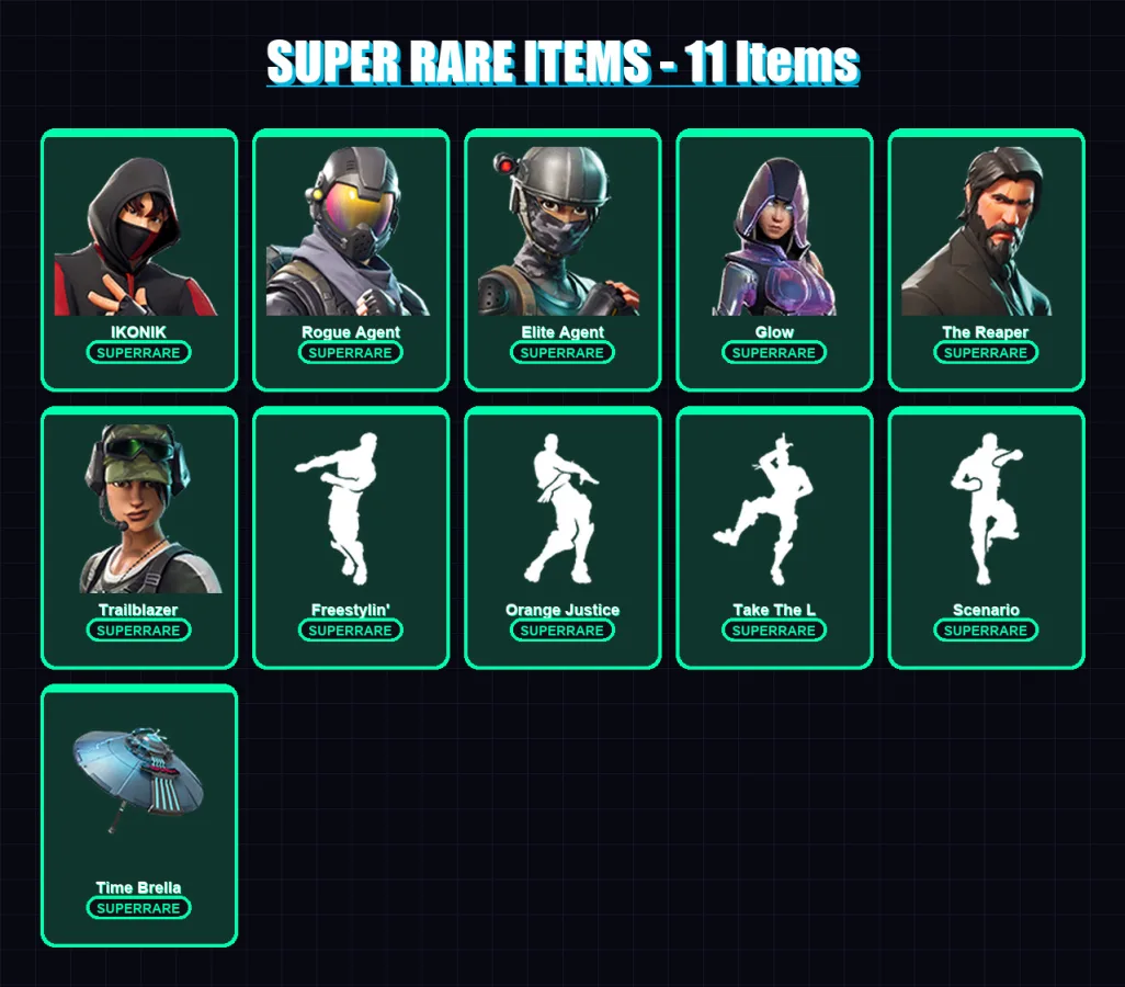 [PC/XBOX/PSN] | IKONIK | Rogue Agent | Elite Agent | Glow | The Reaper | 82 skin | 95 pickaxe | 108 emote | 90 glider | Lv1354