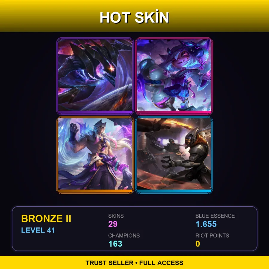 SG | Lv41 | Bronze II | 29 Skin | 163 Champ — LoL account