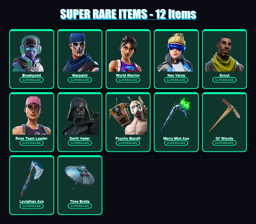 [PS4/PS5/XBOX/PC] | Breakpoint | Warpaint | World Warrior | Neo Versa | Scout | 296 skin | 269 pickaxe | 163 emote | 214 glider | Lv3176