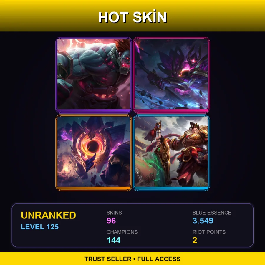 EUW | Lv125 | Unranked | 96 Skin | 144 Champ