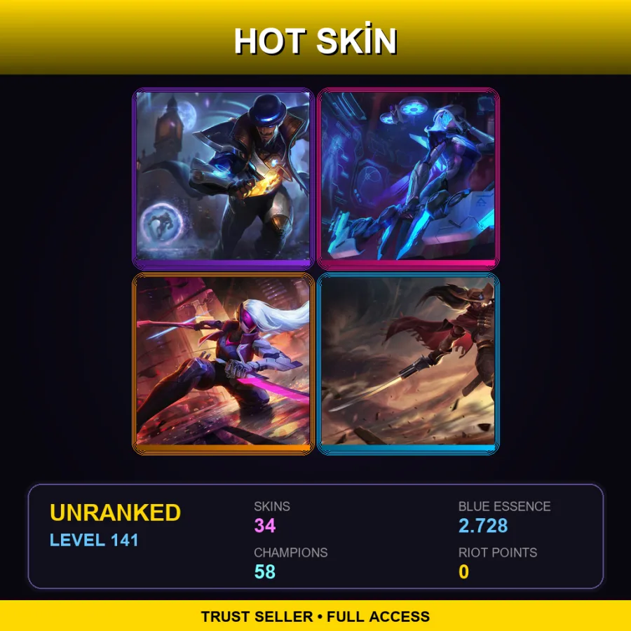 SG | Lv141 | Unranked | 34 Skin | 58 Champ — Sashimi Akali