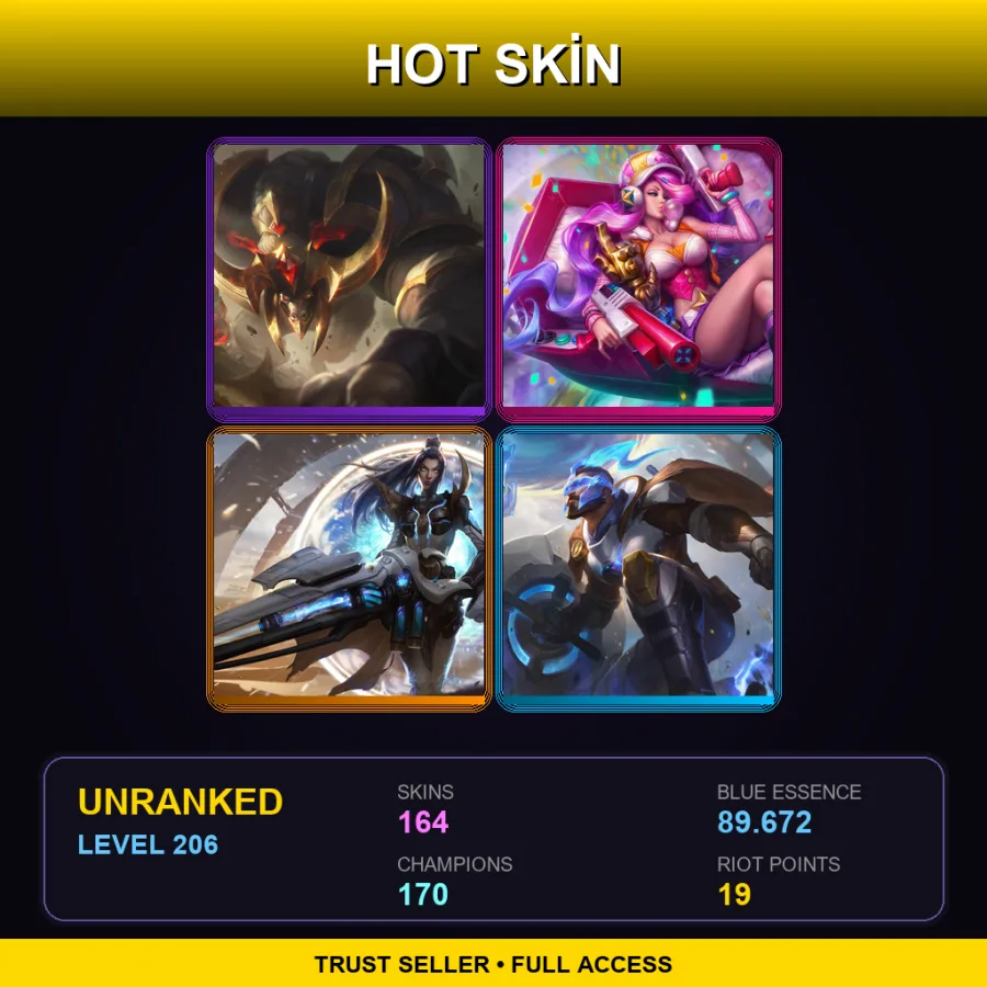SG | Lv206 | Unranked | 164 Skin | 170 Champ