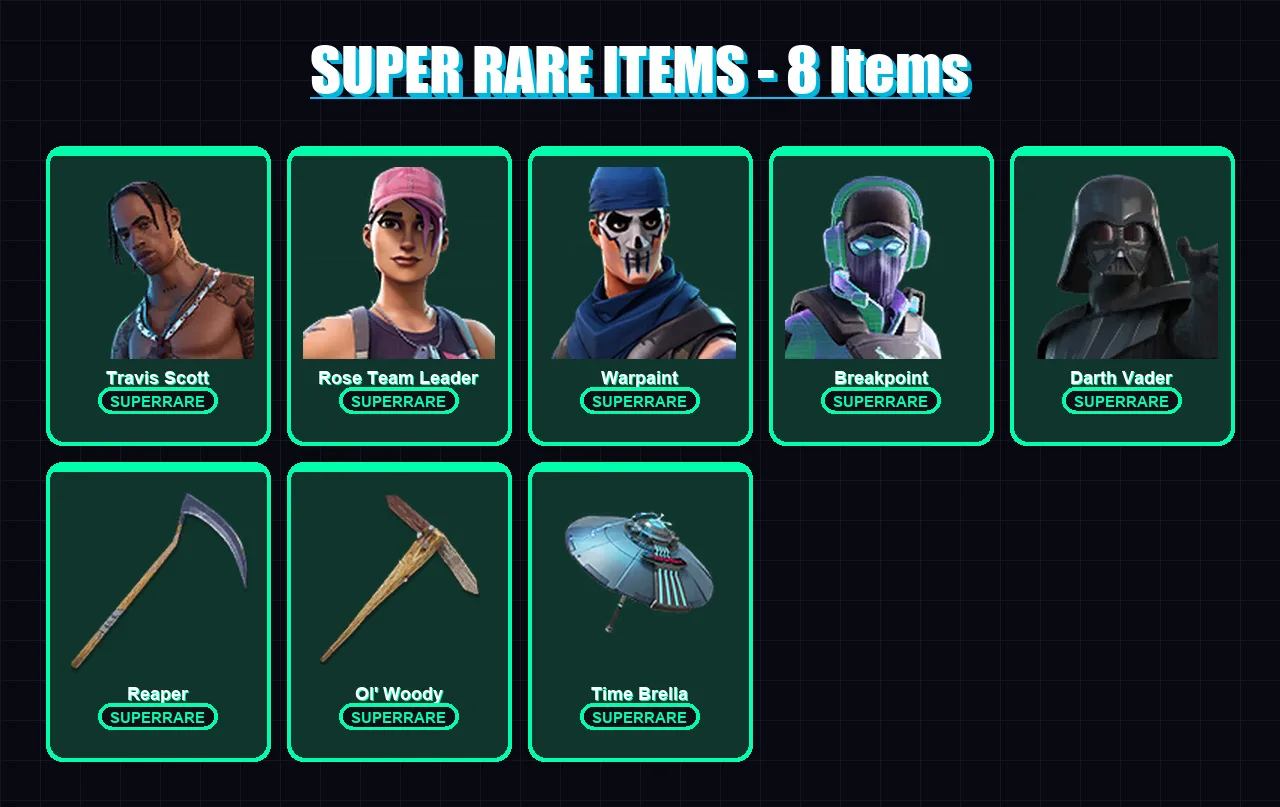 [PS4/PS5/XBOX/PC] | Travis Scott | Rose Team Leader | Warpaint | Breakpoint | Darth Vader | 138 skin | 165 pickaxe | 142 emote | 152 glider | Lv2960 — Fortnite account