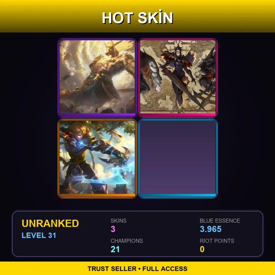 TR | Lv31 | Unranked | 3 Skin | 21 Champ