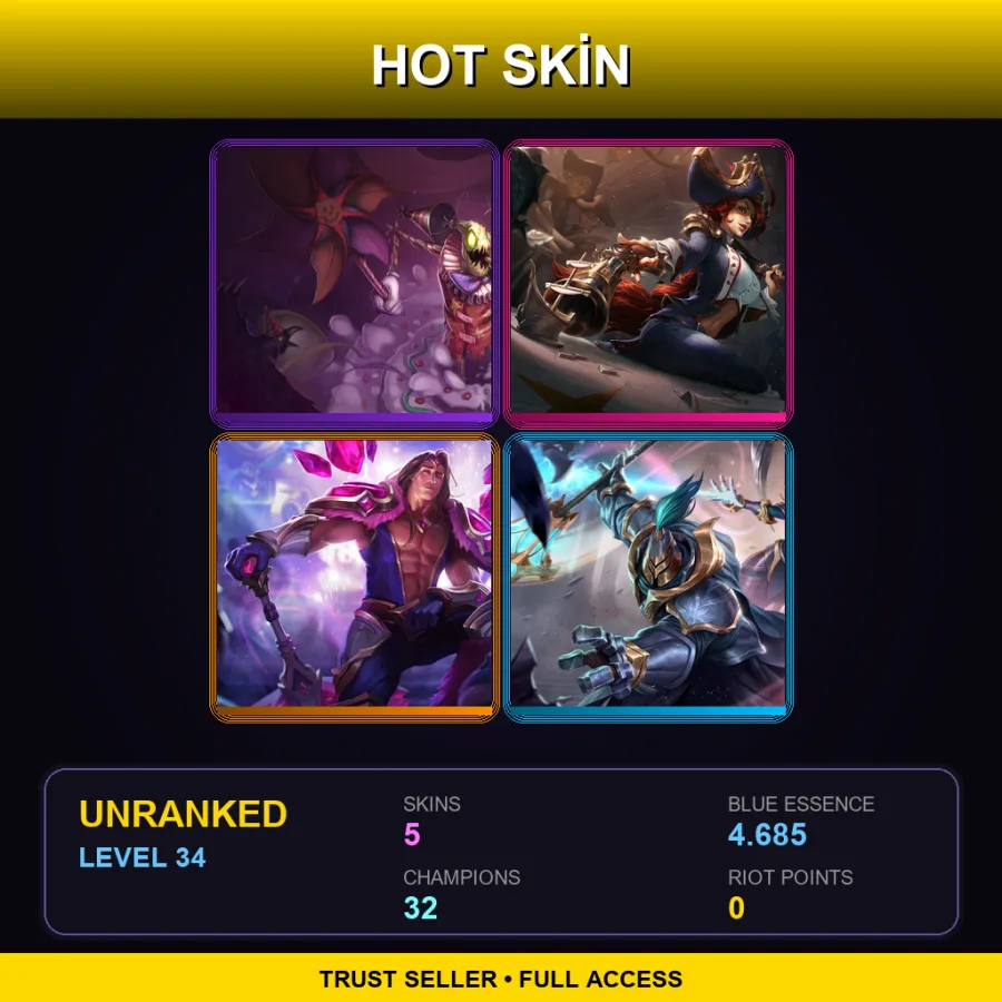 EUNE | Lv34 | Unranked | 5 Skin | 32 Champ — Armor Of The Fifth Age Taric