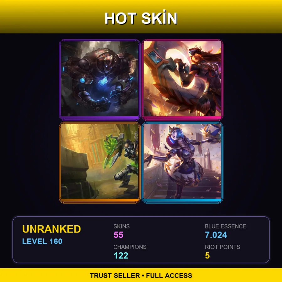 TR | Lv160 | Unranked | 55 Skin | 122 Champ