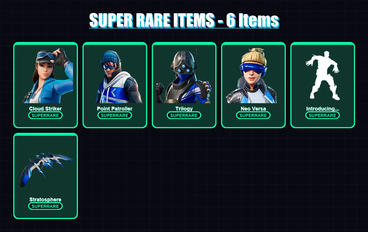 [PC/XBOX/PSN] | Cloud Striker | Point Patroller | Trilogy | Neo Versa | Branded Brawler | 5 skin | 9 pickaxe | 12 emote | 14 glider | Lv381
