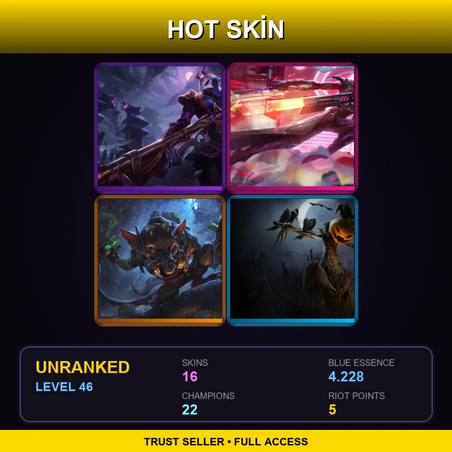BR | Lv46 | Unranked | 16 Skin | 22 Champ