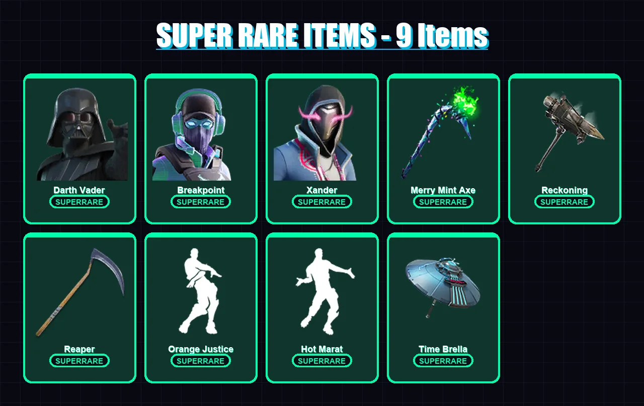 [PS4/PS5/XBOX/PC] | Darth Vader | Breakpoint | Xander | The Ageless | The Ice Queen | 242 skin | 222 pickaxe | 201 emote | 182 glider | Lv2491