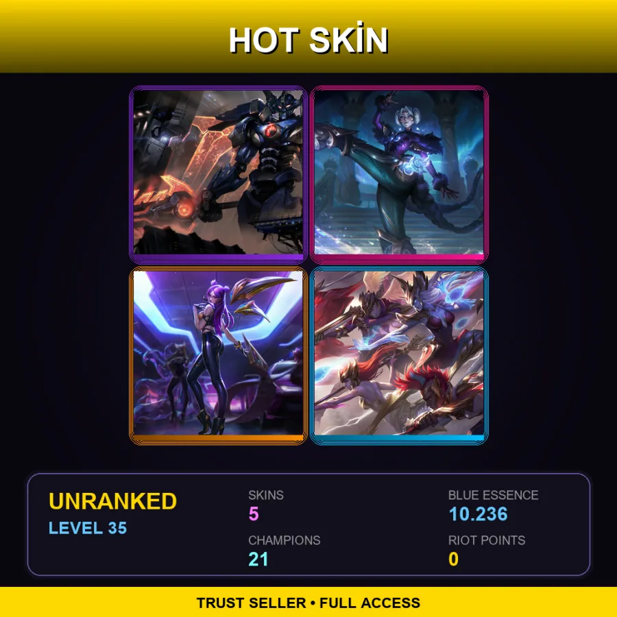 ME | Lv35 | Unranked | 5 Skin | 21 Champ — LoL account