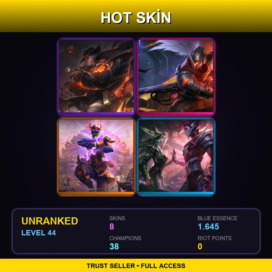 EUW | Lv44 | Unranked | 8 Skin | 38 Champ — Grey Warwick