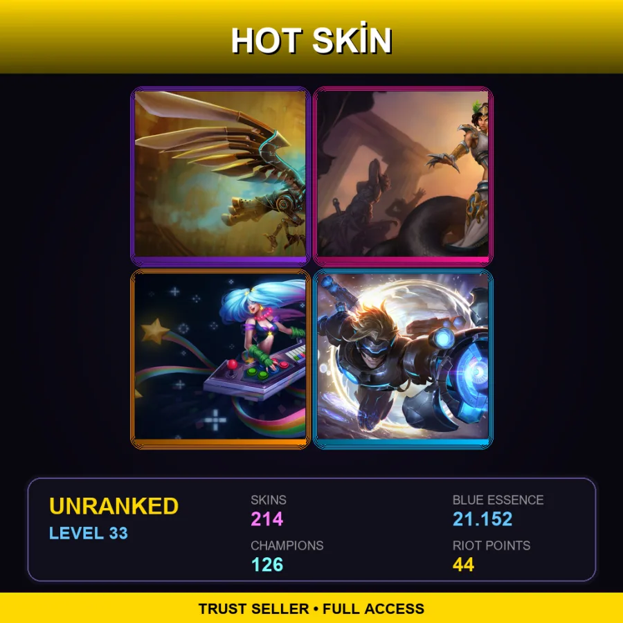 EUW | Lv33 | Unranked | 214 Skin | 126 Champ