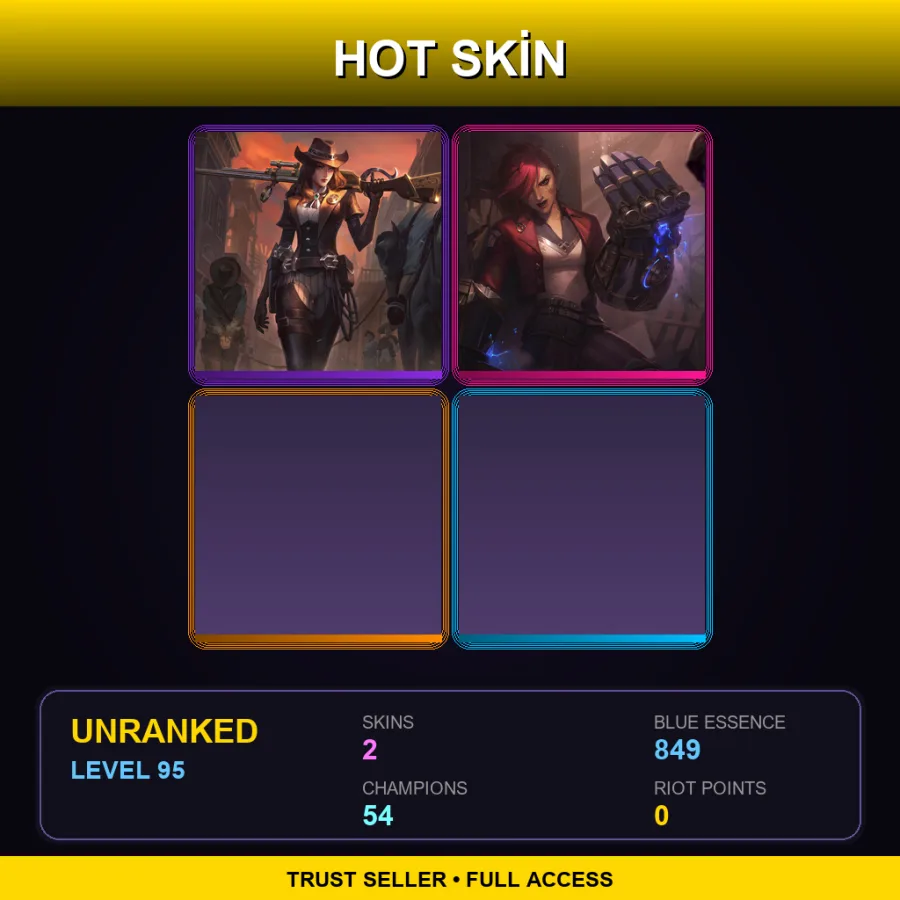 ME | Lv95 | Unranked | 2 Skin | 54 Champ — LoL account