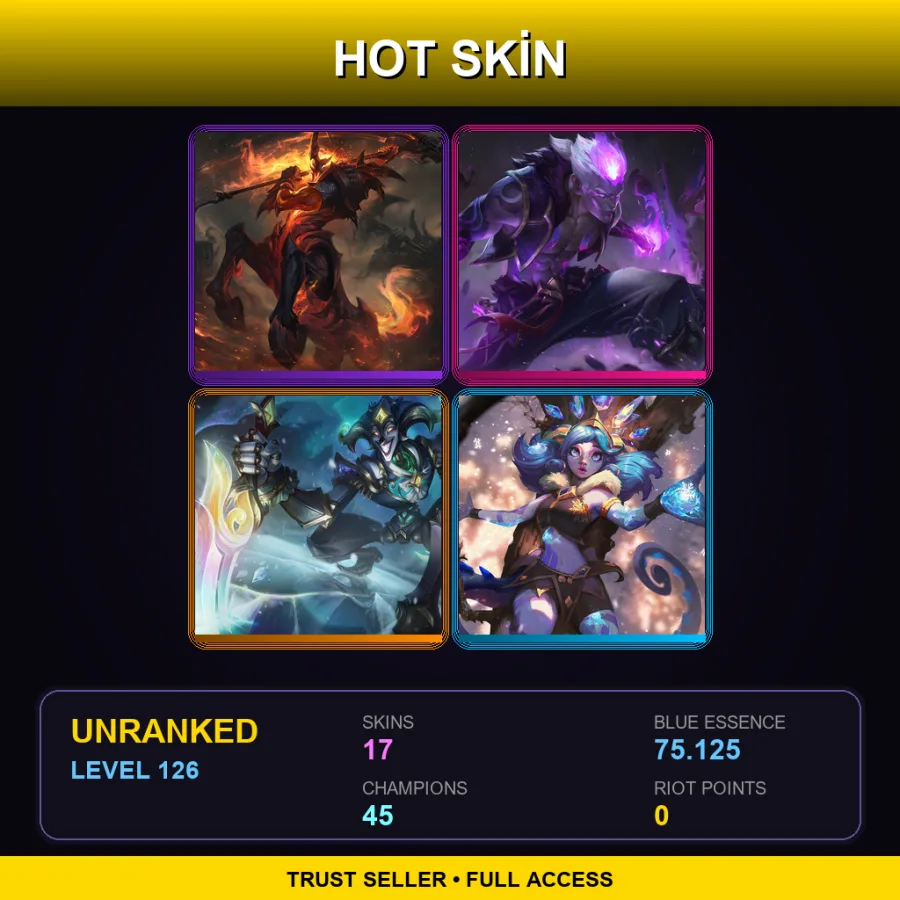 EUW | Lv126 | Unranked | 17 Skin | 45 Champ — LoL account
