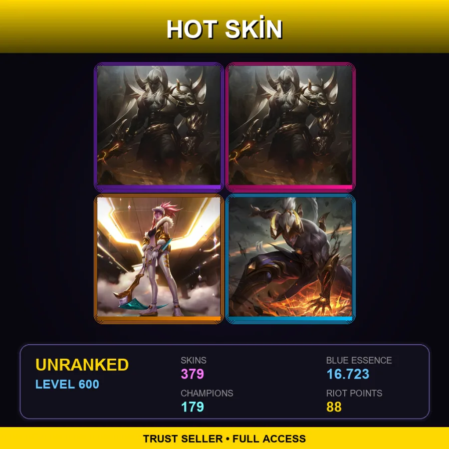 EUW | Lv600 | Unranked | 379 Skin | 179 Champ