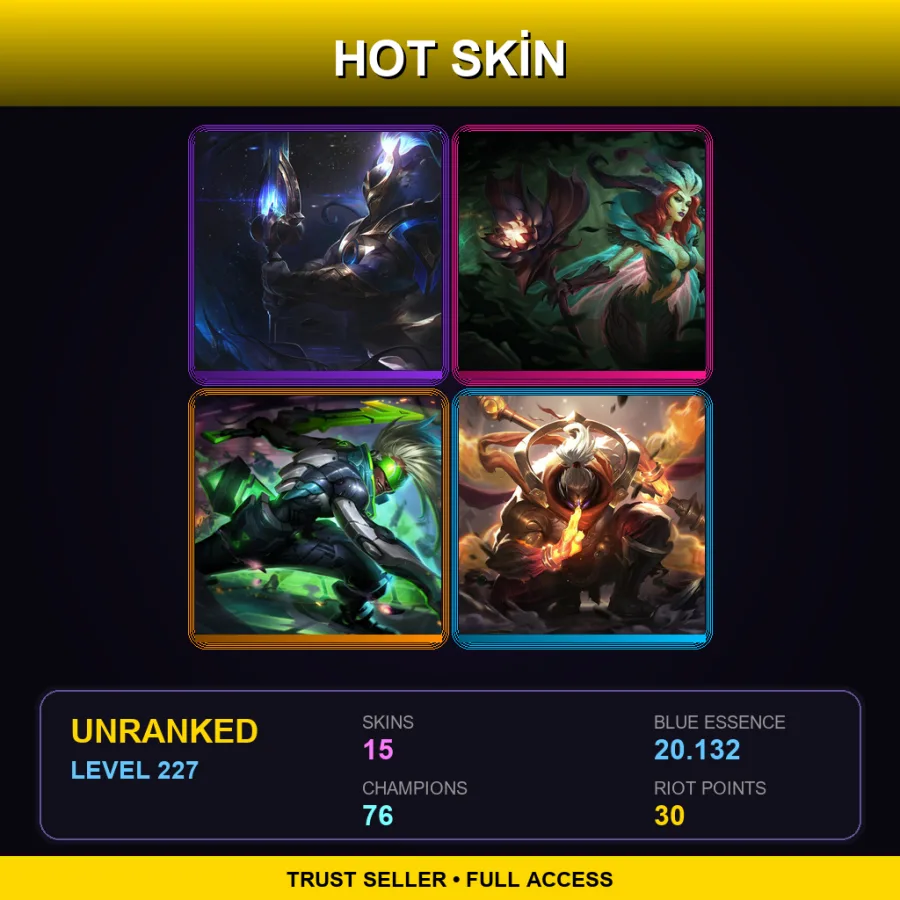 NA | Lv227 | Unranked | 15 Skin | 76 Champ — Lunar Wraith Sylas