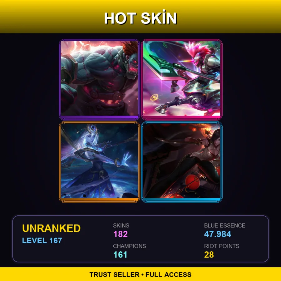 EUW | Lv167 | Unranked | 182 Skin | 161 Champ