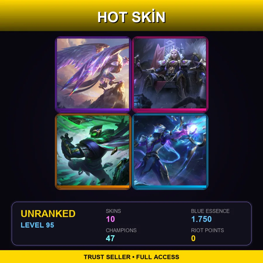 EUW | Lv95 | Unranked | 10 Skin | 47 Champ