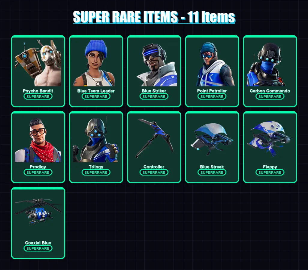 [PS4/PS5/XBOX/PC] | Psycho Bandit | Blue Team Leader | Blue Striker | 11 skin | Lv306 — Fortnite account