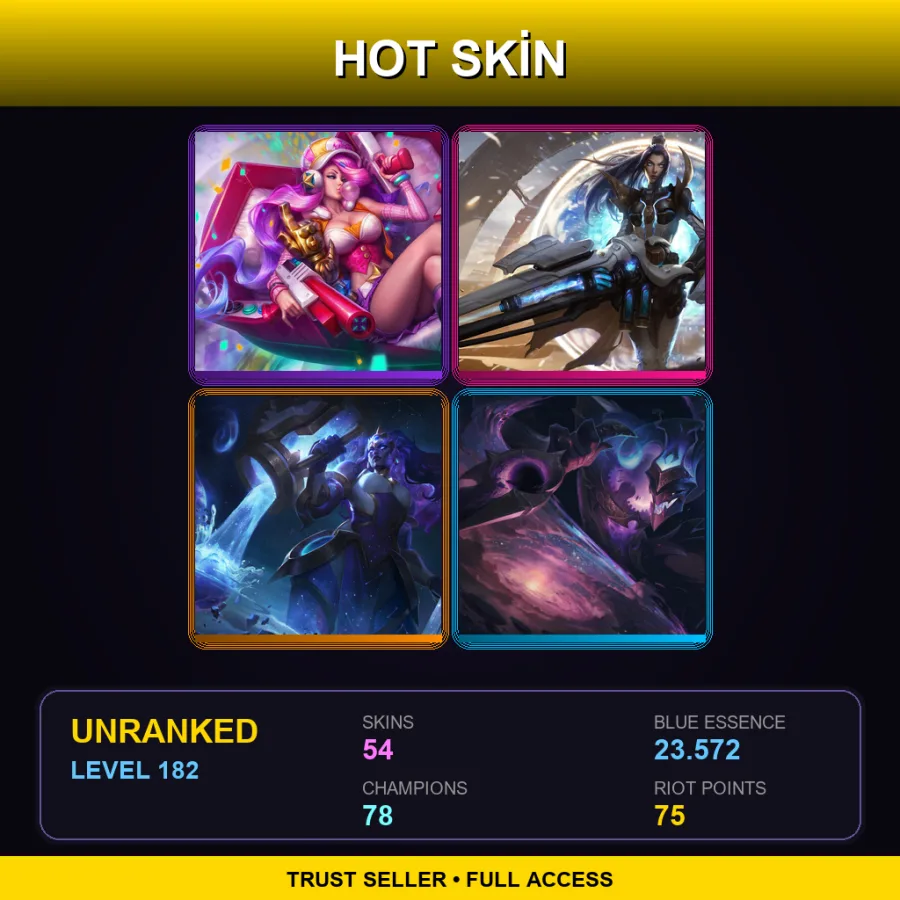 NA | Lv182 | Unranked | 54 Skin | 78 Champ