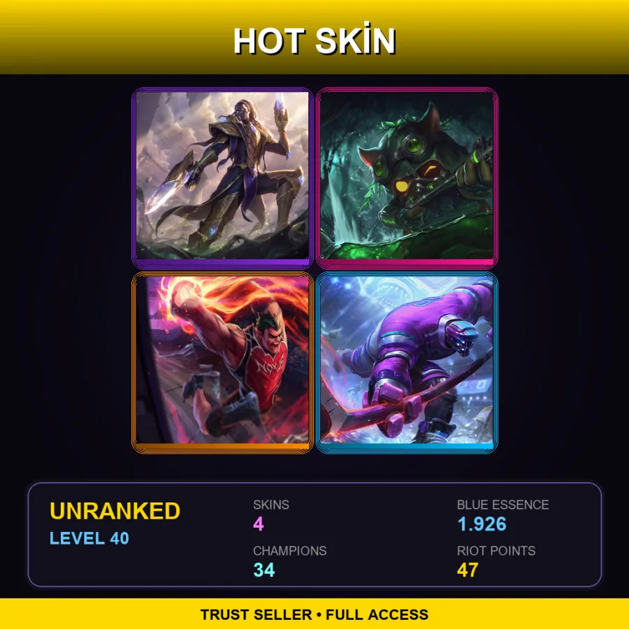 EUNE | Victorious Lucian | Omega Squad Teemo | Dunkmaster Darius | The Mighty Jax | 4 Skin | 34 Champ | Lv40