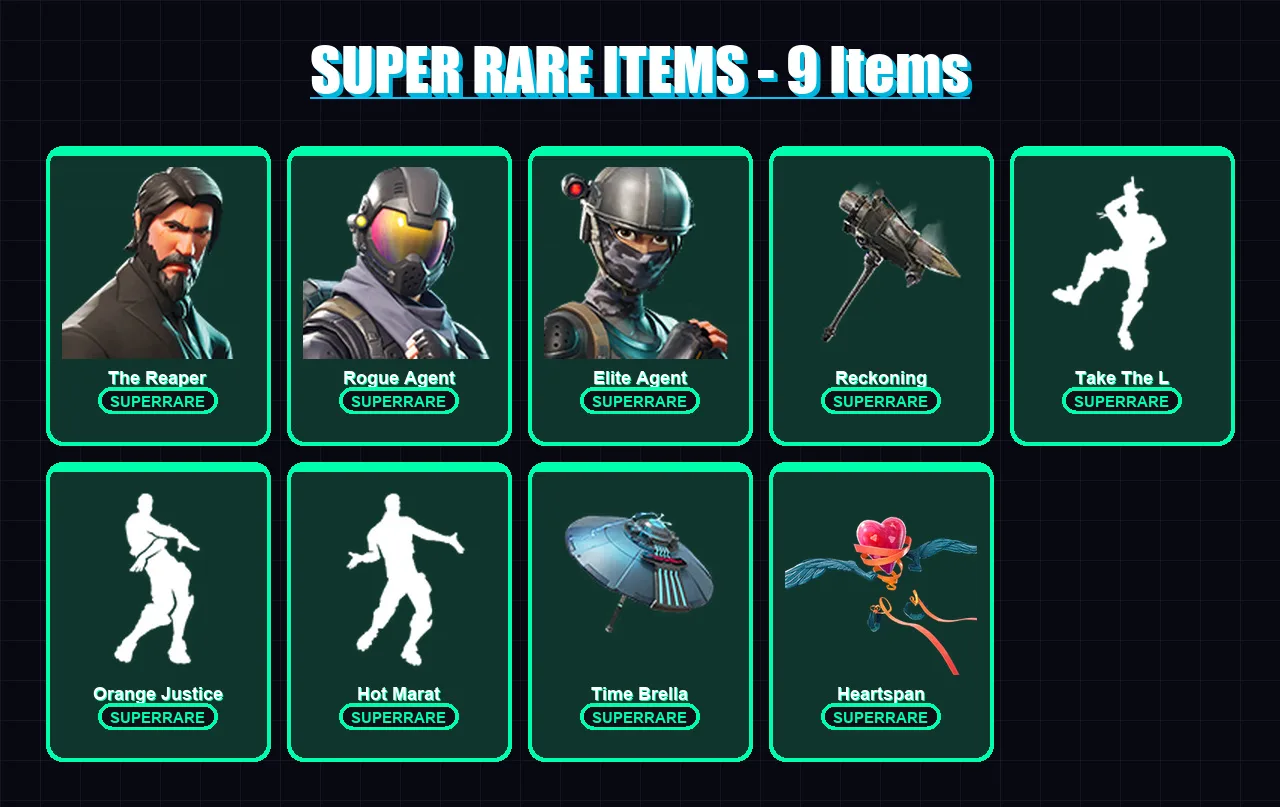 [PC/PSN] | The Reaper | Rogue Agent | Elite Agent | Ultima Knight | Catalyst | 110 skin | 93 pickaxe | 102 emote | 104 glider | Lv1373