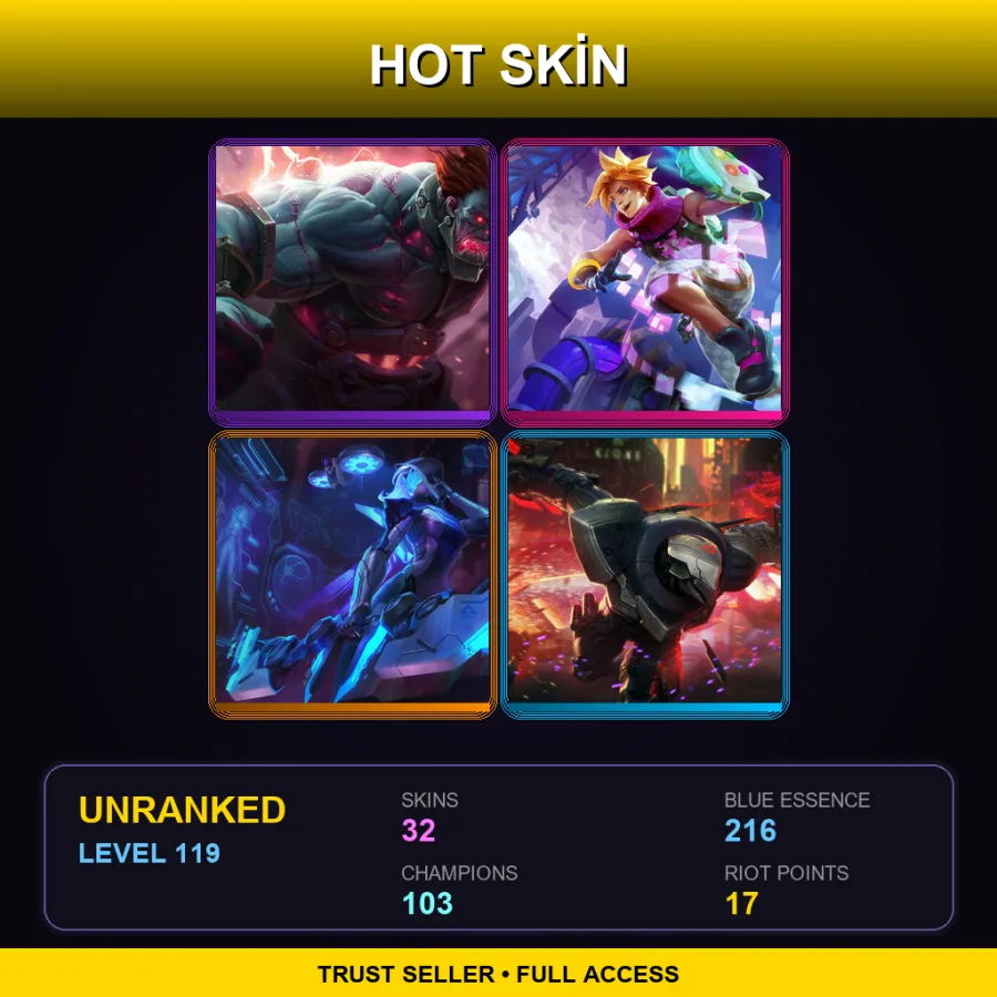 TW | Lv119 | Unranked | 32 Skin | 103 Champ — LoL account
