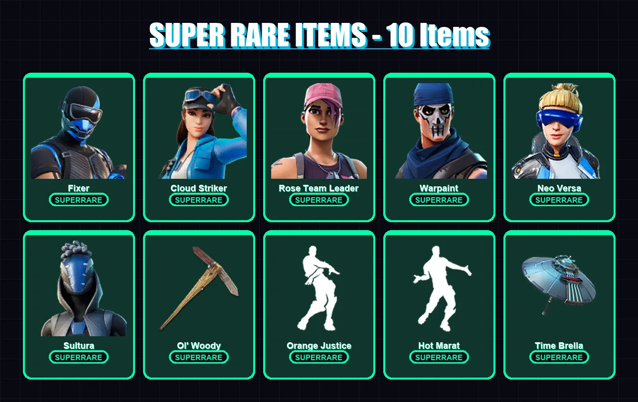 [PS4/PS5/XBOX/PC] | Fixer | Cloud Striker | Rose Team Leader | Warpaint | Neo Versa | 207 skin | 220 pickaxe | 183 emote | 179 glider | Lv2183
